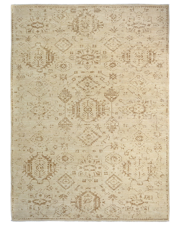 Light Brown 9x12 Oushak Turkish Hand Knotted Traditional Soft Wool Area Rug